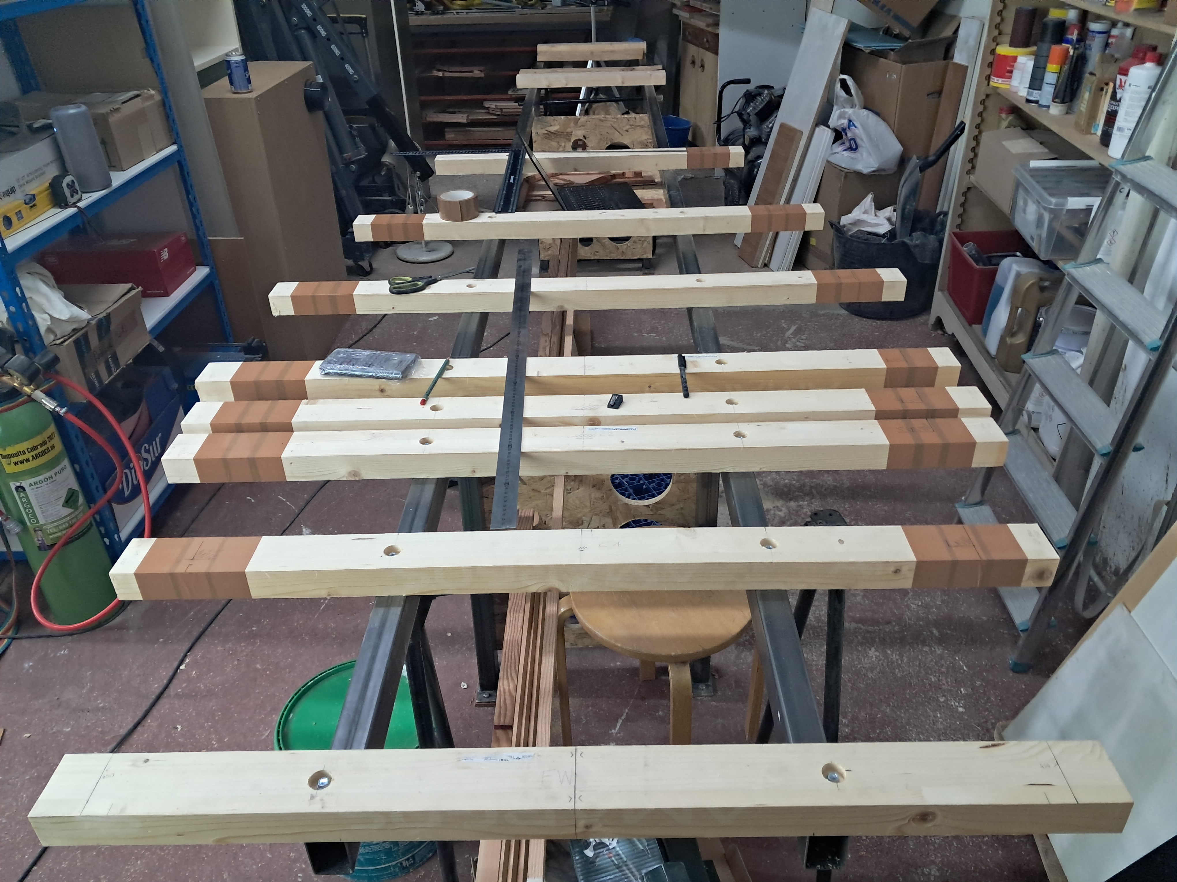 Marking the bulkhead positions.