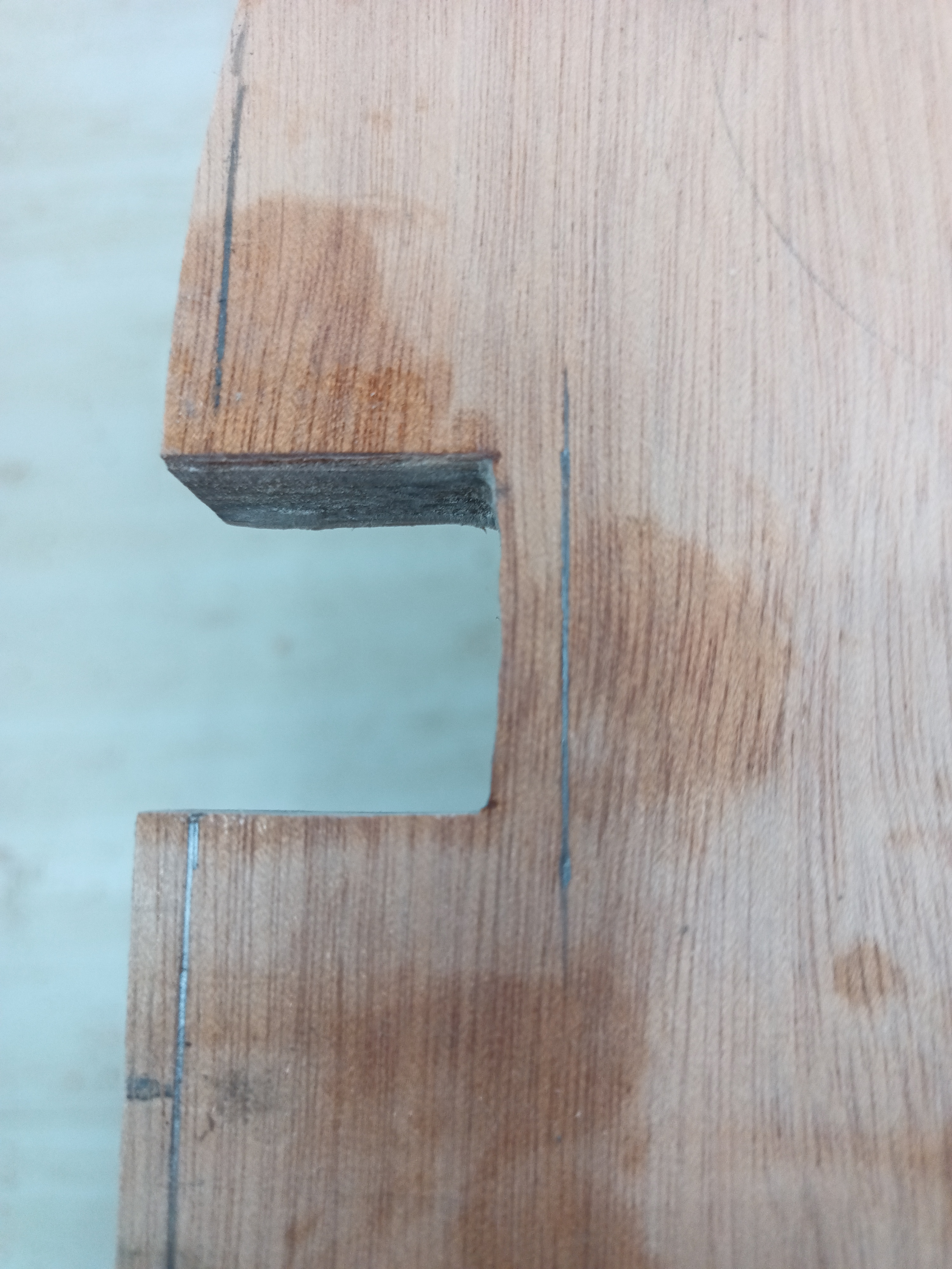 Layout markings on the forward face of the firewall.