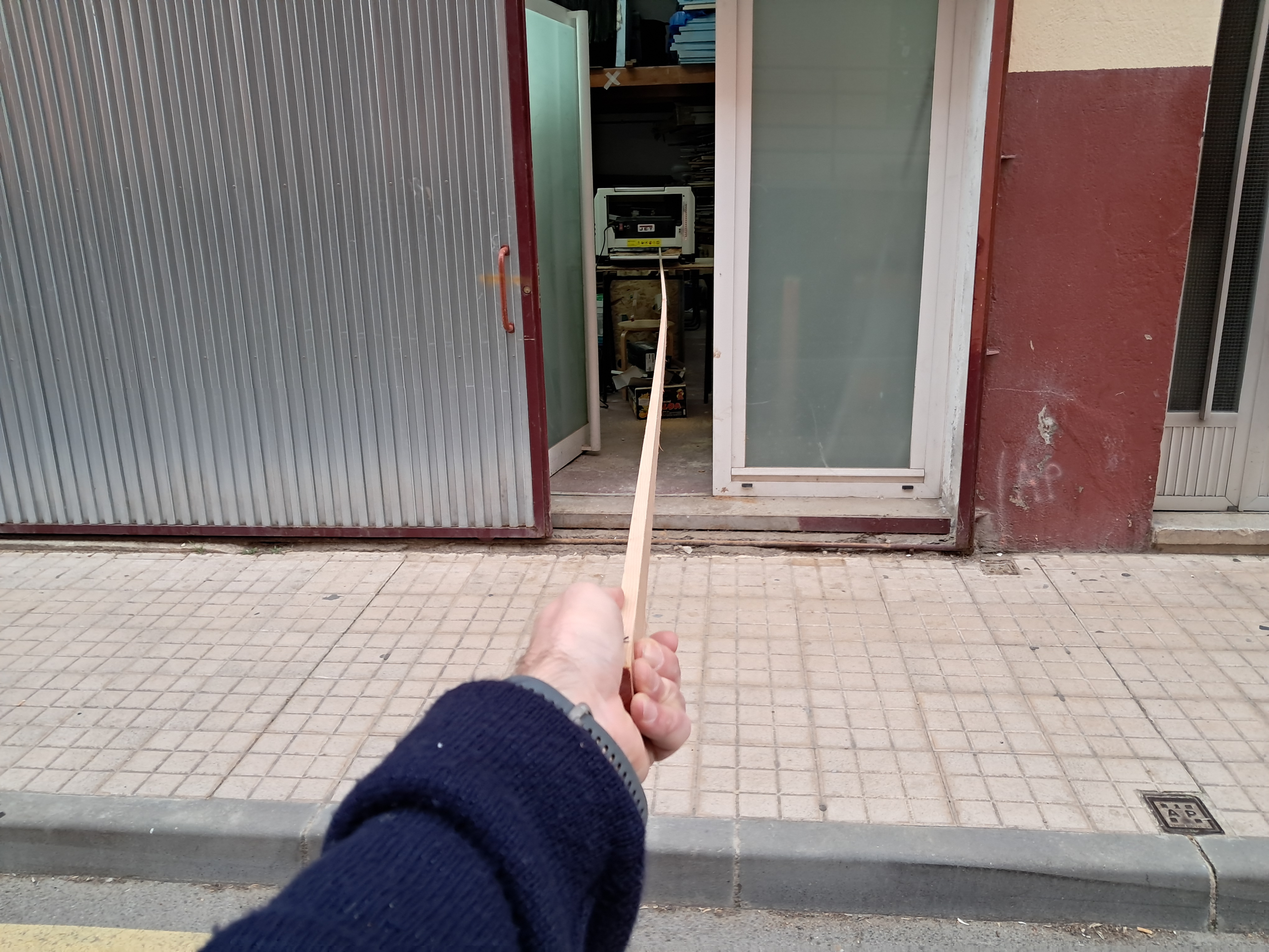 Feeding the planer from the street.