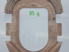 Découpe finale terminée. Poids total : 85 g.