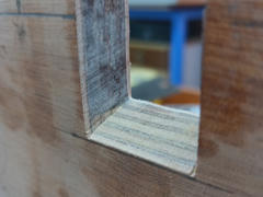 Notch trimmed at an angle.