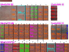 Selection of samples. Cross-sections marked with "Test"